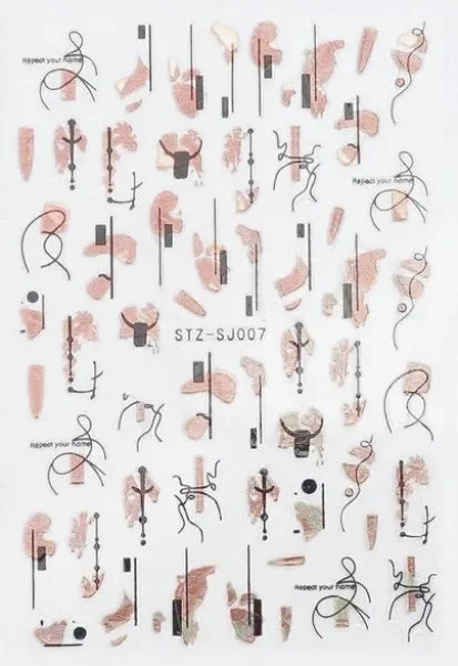 Nagelsticker - Aufkleber selbstklebend - Nail Sticker - Schwarz Rosegold Metallic Herbst